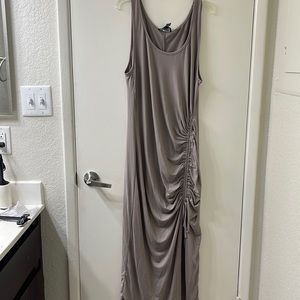 Tan knit maxi dress with slit